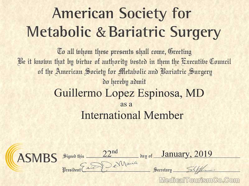 Dr. Guillermo Lopez ASMBS Membership
