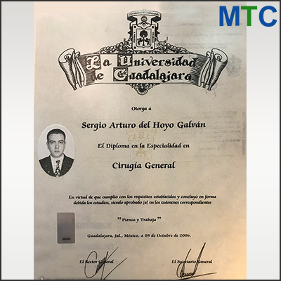 Dr. Sergio | Certificate