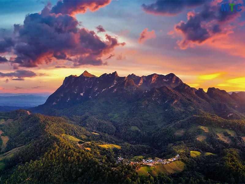 Sunset View in Thailand Mountains